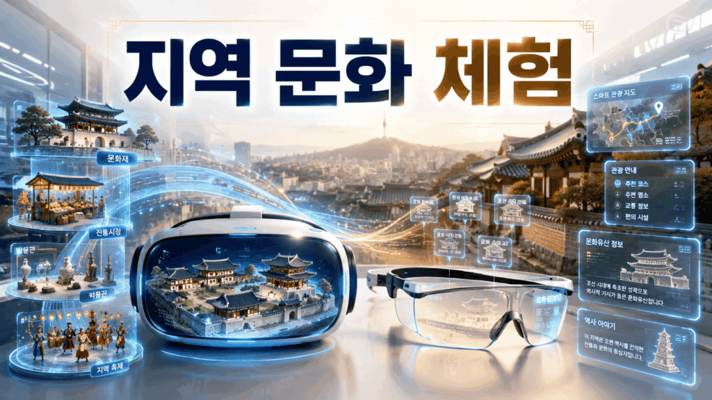 VR과 AR 기술을 활용해 전통문화와 문화유산을 디지털 방식으로 체험하는 모습을 표현한 대표 이미지.